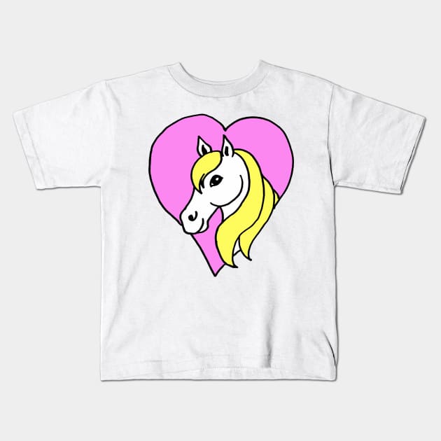 Cartoon Pony in Pink Heart Kids T-Shirt by Michelle Le Grand